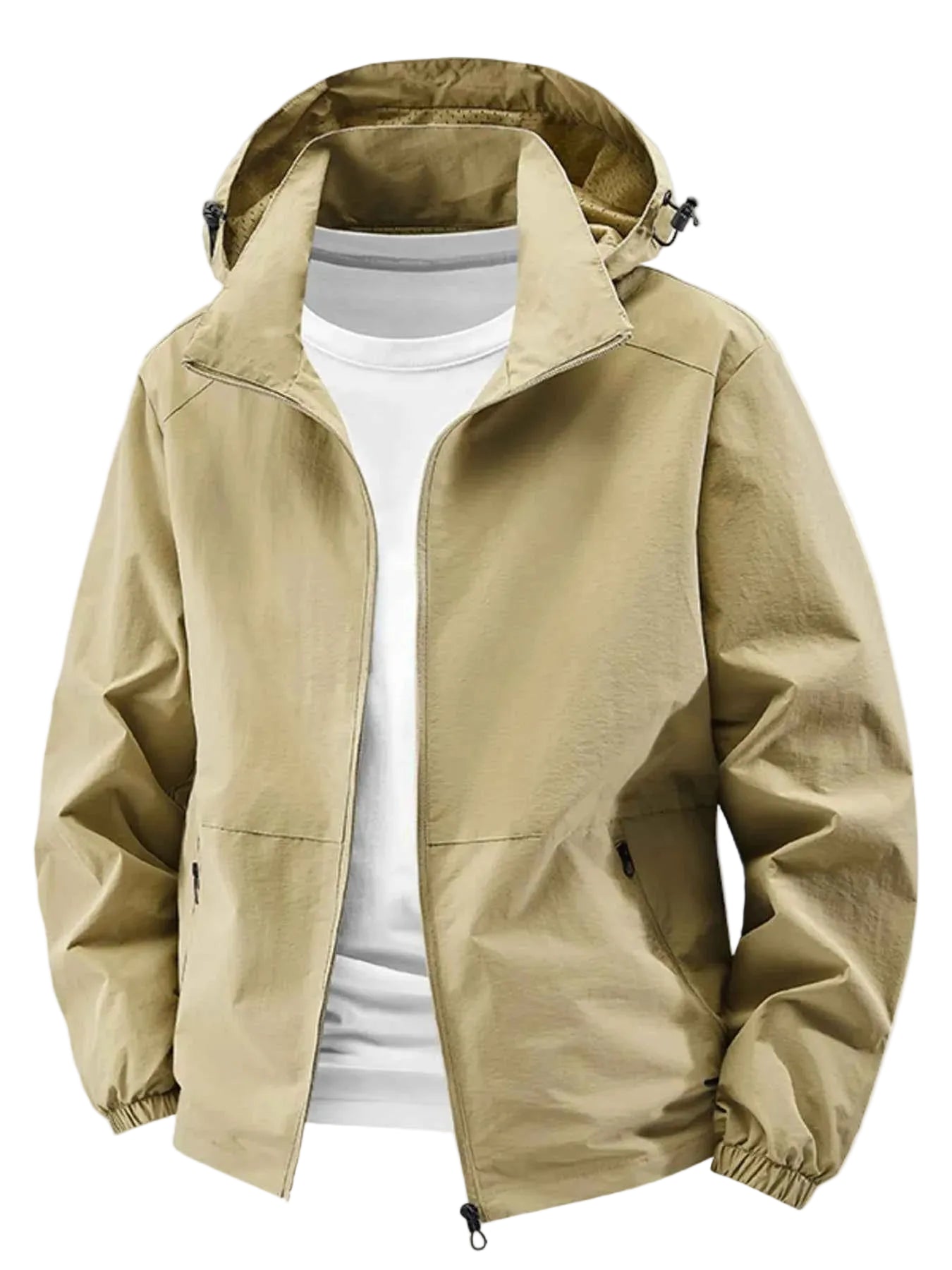 TEEK - Mens Plus Size Lightweight Hooded Windbreaker Jacket JACKET TEEK Trend Khaki M