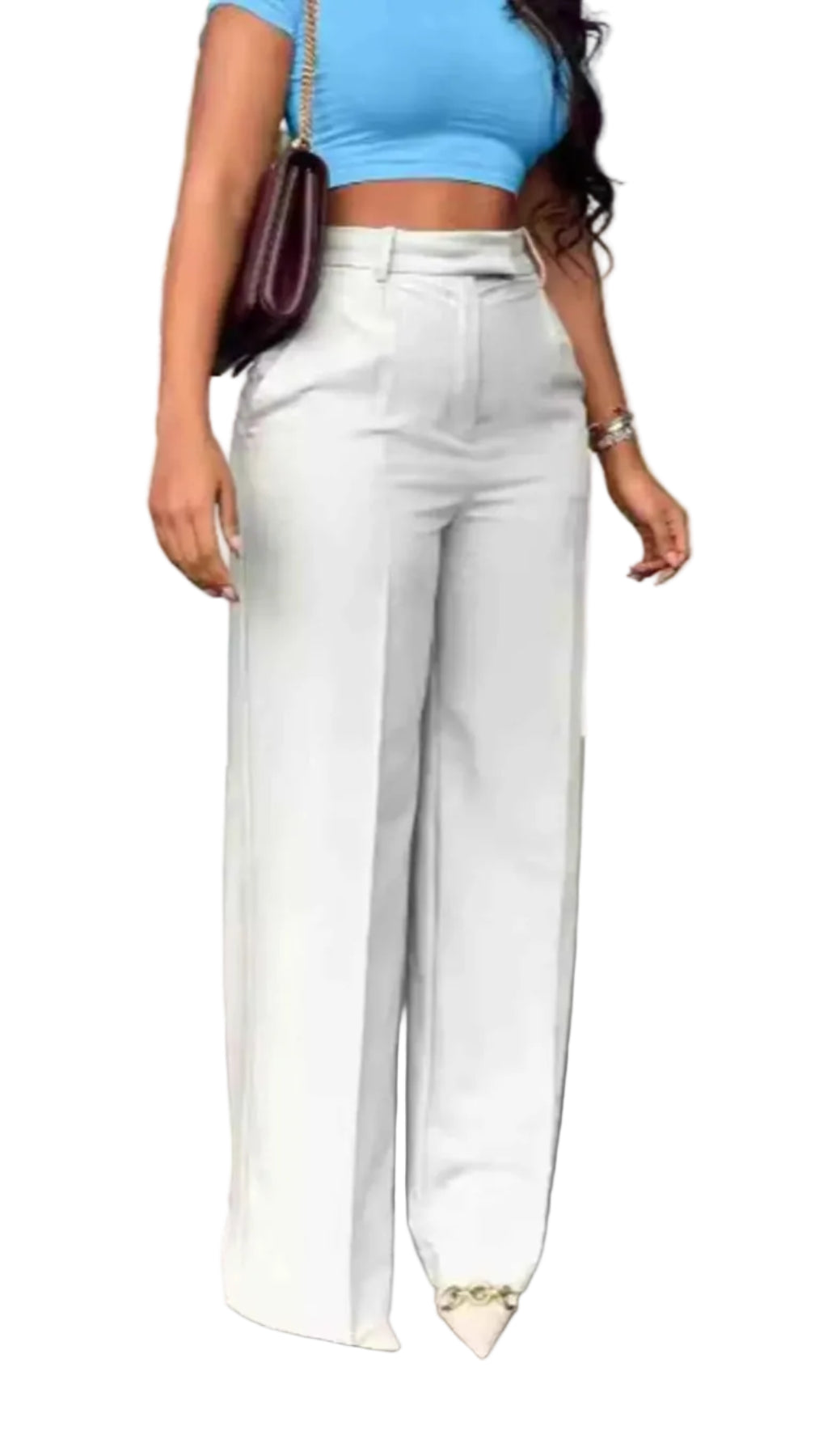 High-Waisted Wide-Leg Pants Trendsi Ivory White S