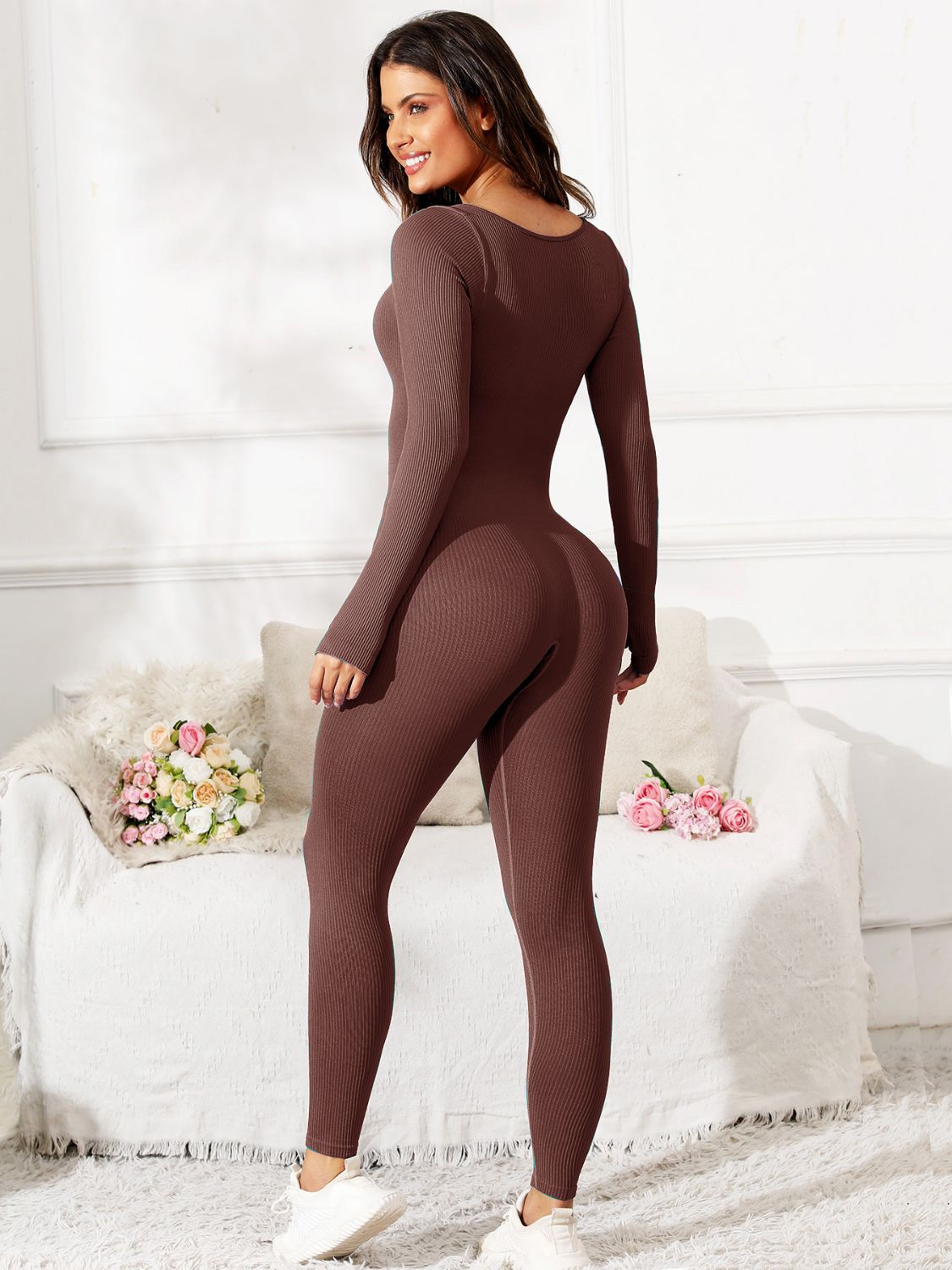 TEEK - Scoop Neck Long Sleeve Active Jumpsuit  TEEK Trend   