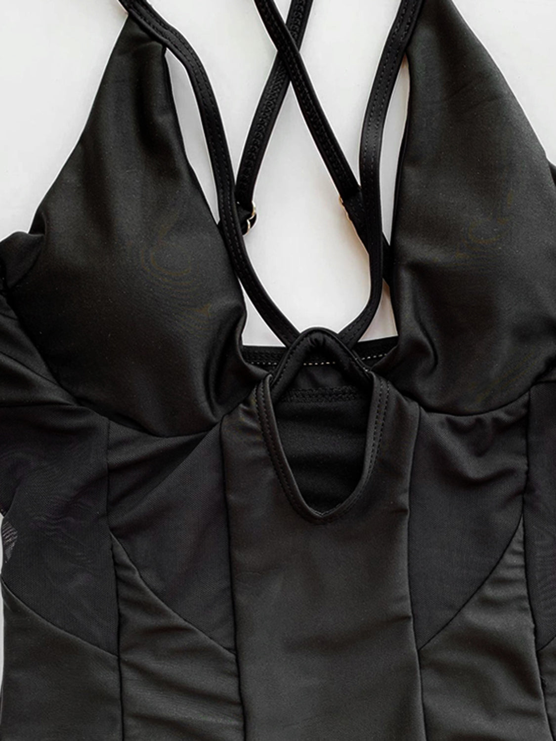 TEEK - Black Crisscross Spaghetti Strap One-Piece Swimwear SWIMWEAR TEEK Trend   