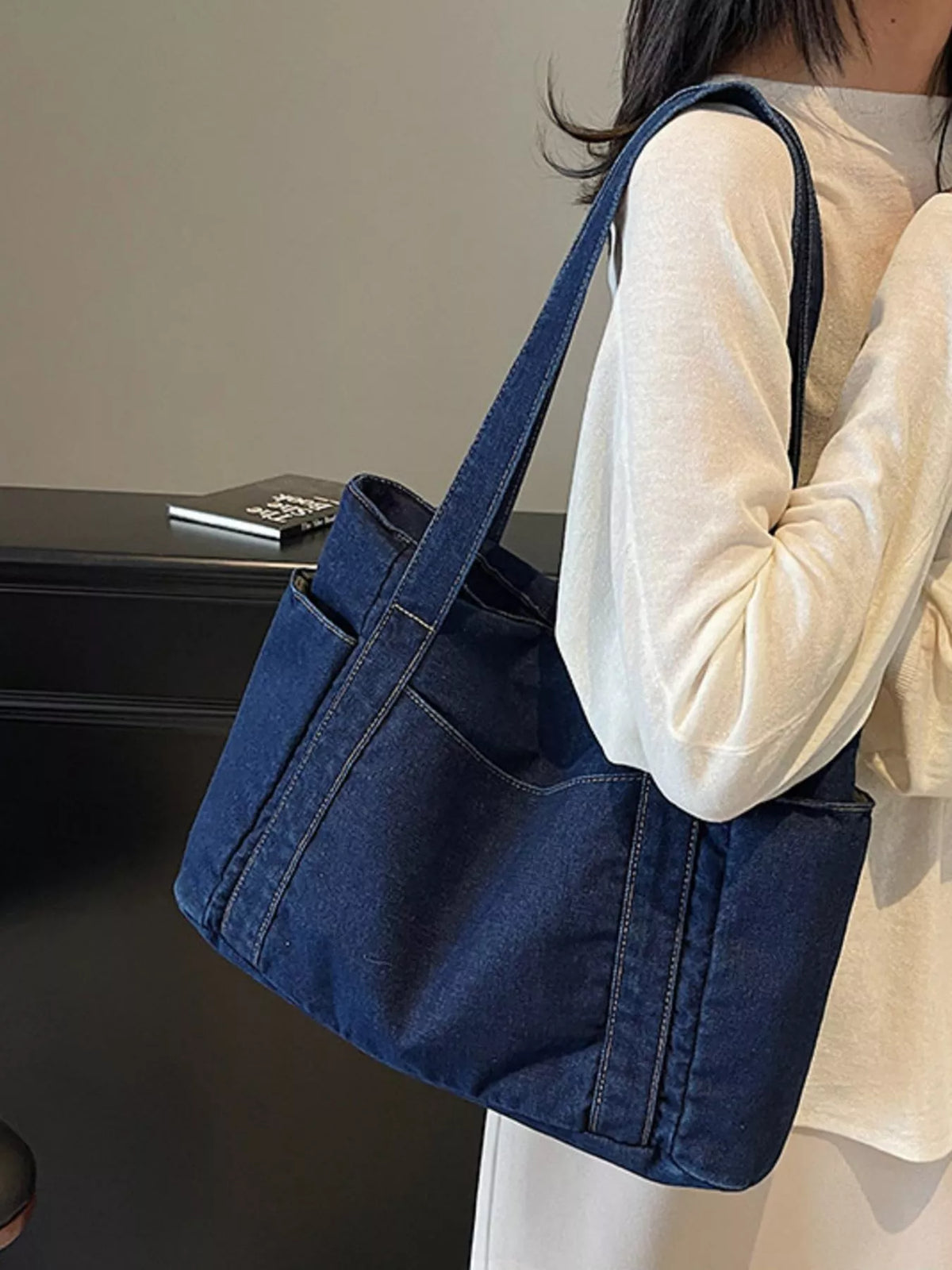 Denim Tote Shoulder Bag Trendsi