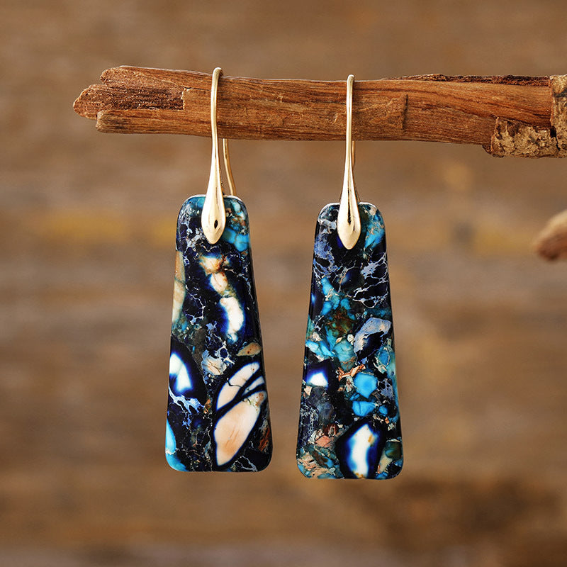 TEEK - Copper Natural Stone Earrings JEWELRY TEEK Trend Navy/Gold  