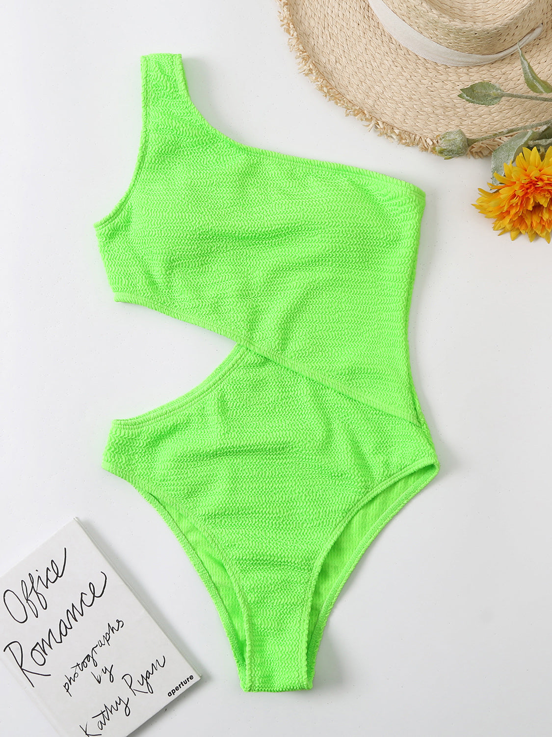 TEEK - Cutout One Shoulder One-Piece Swimsuit SWIMWEAR TEEK Trend Neon Green S 