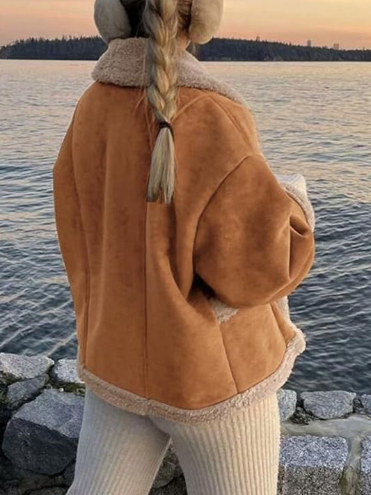 TEEK - Fuzzy Collared Neck Long Sleeve Jacket JACKET TEEK Trend