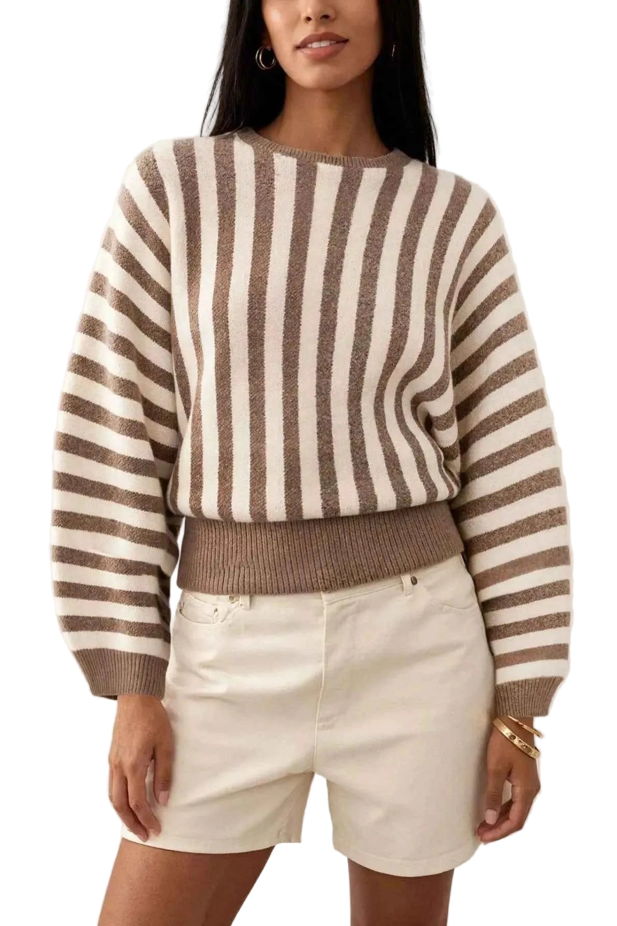Striped Crew Neck Sweater Trendsi
