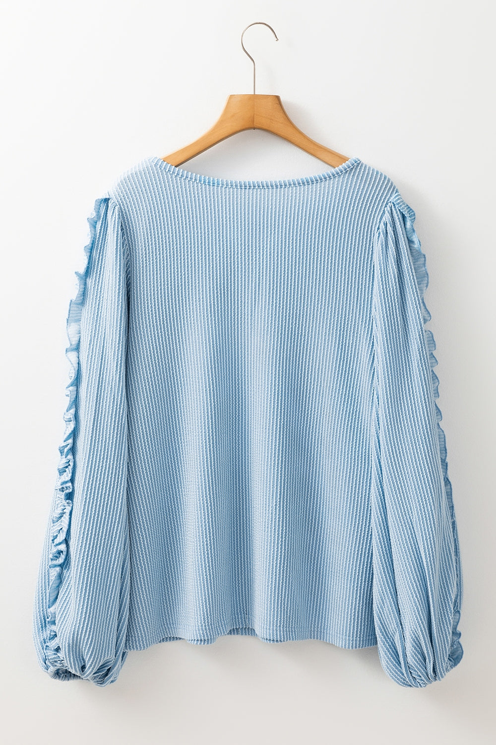 TEEK - Pastel Blue Frill Texture Long Sleeve Sweatshirt TEEK Trend