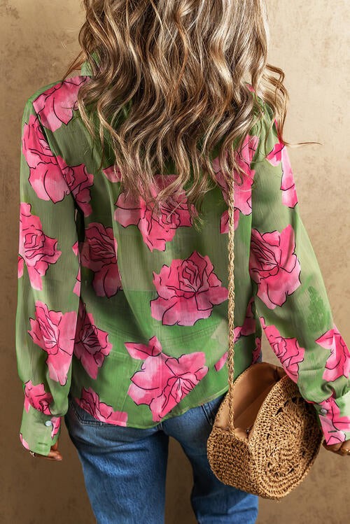 TEEK - Green Rosy Long Sleeve Shirt TOPS TEEK FG   