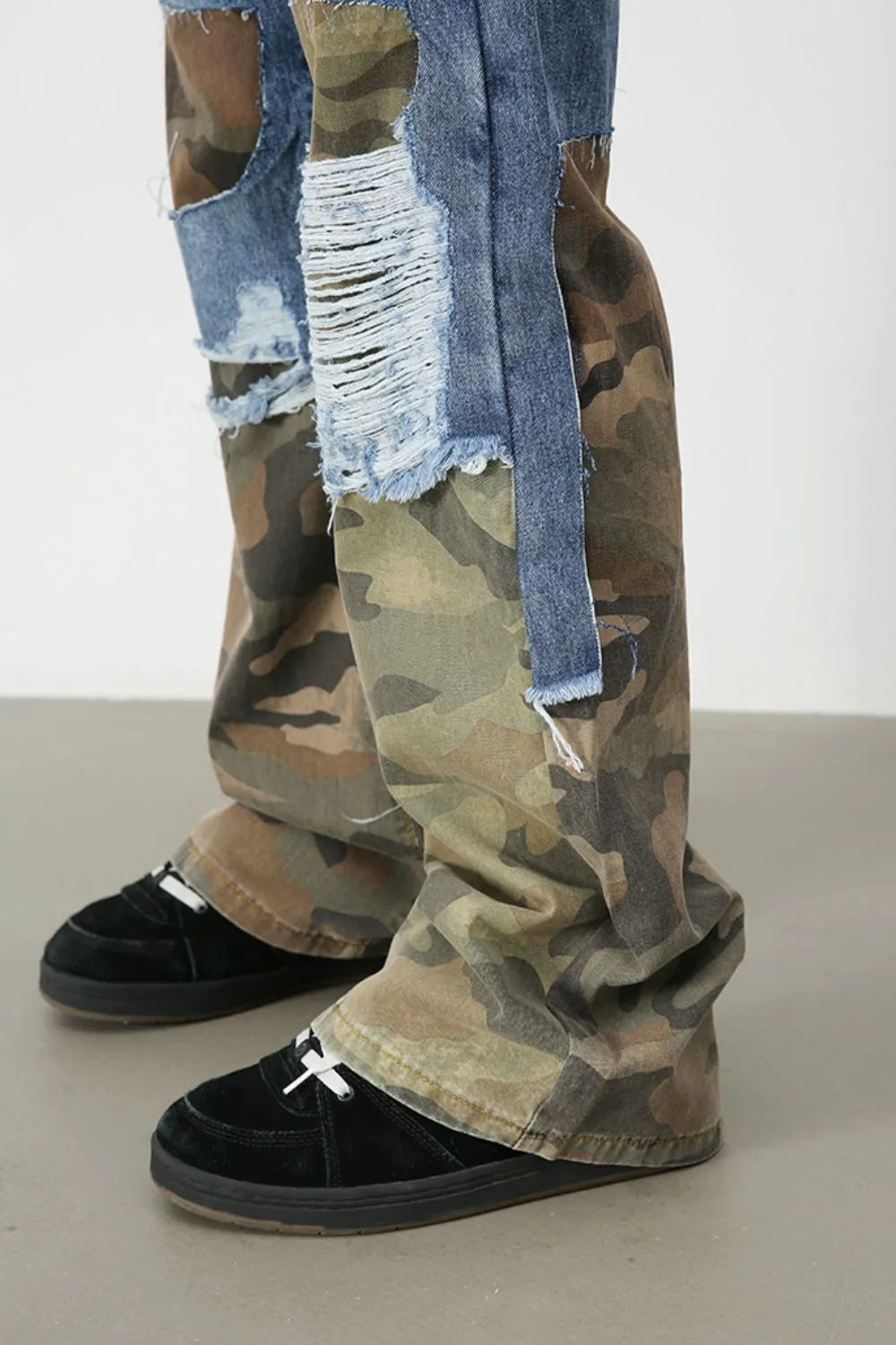 TEEK - Mens Distressed Camouflage Medium Wash Jeans JEANS TEEK Trend