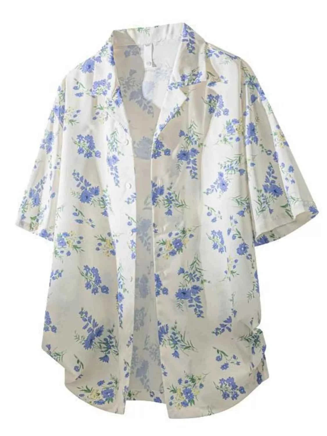 TEEK - Mens Tropical Print Short Sleeve Shirt TOPS TEEK Trend Ivory S
