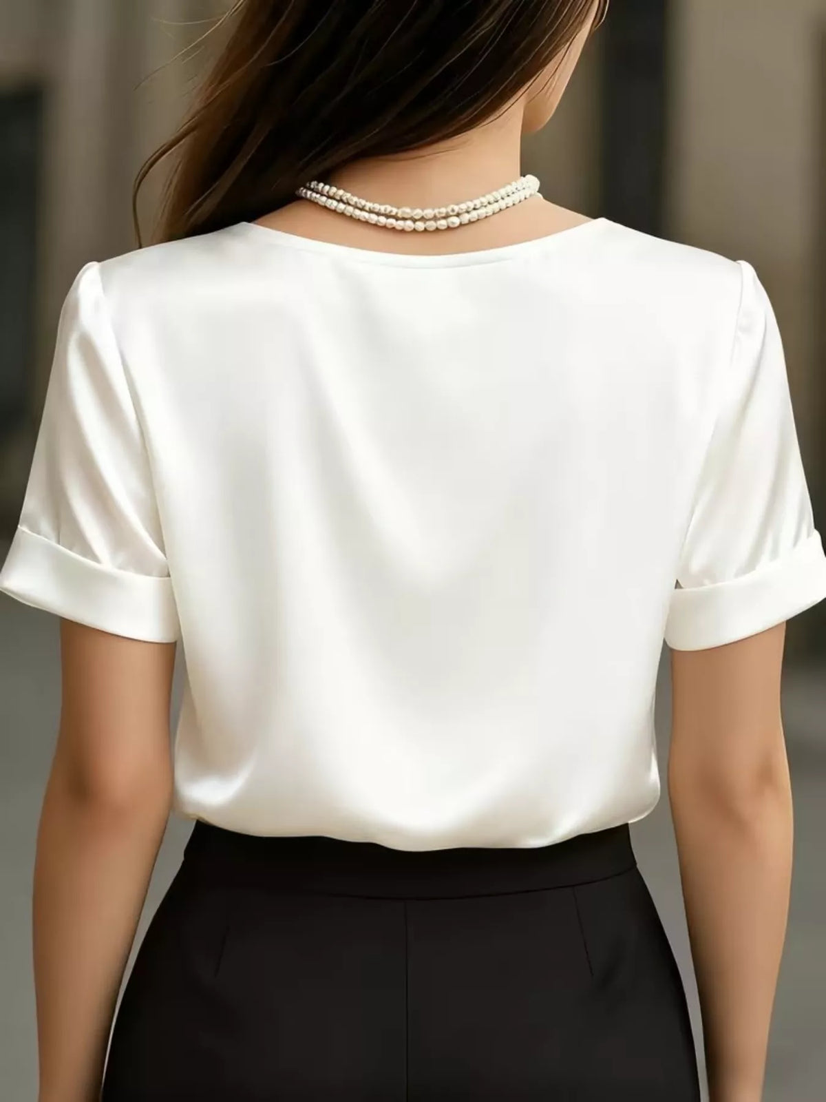 Elegant V-Neck Short Sleeve Ruched Top Trendsi