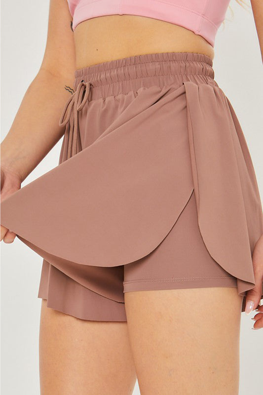 TEEK - Taupe Two In One Drawstring Active Shorts SHORTS TEEK Trend S  