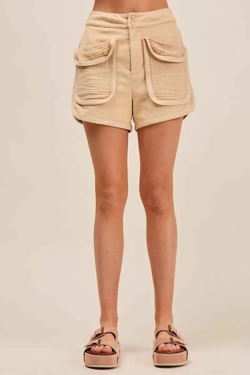 TEEK - Mineral Washed Terry High Rise Cargo Shorts SHORTS TEEK Trend