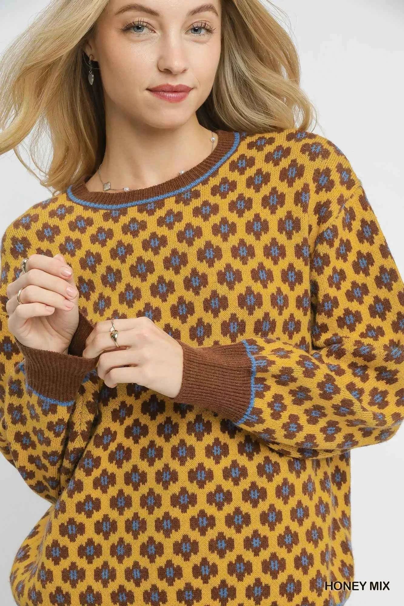 TEEK - Abstract Print Crew Neck Sweater TOPS TEEK Trend