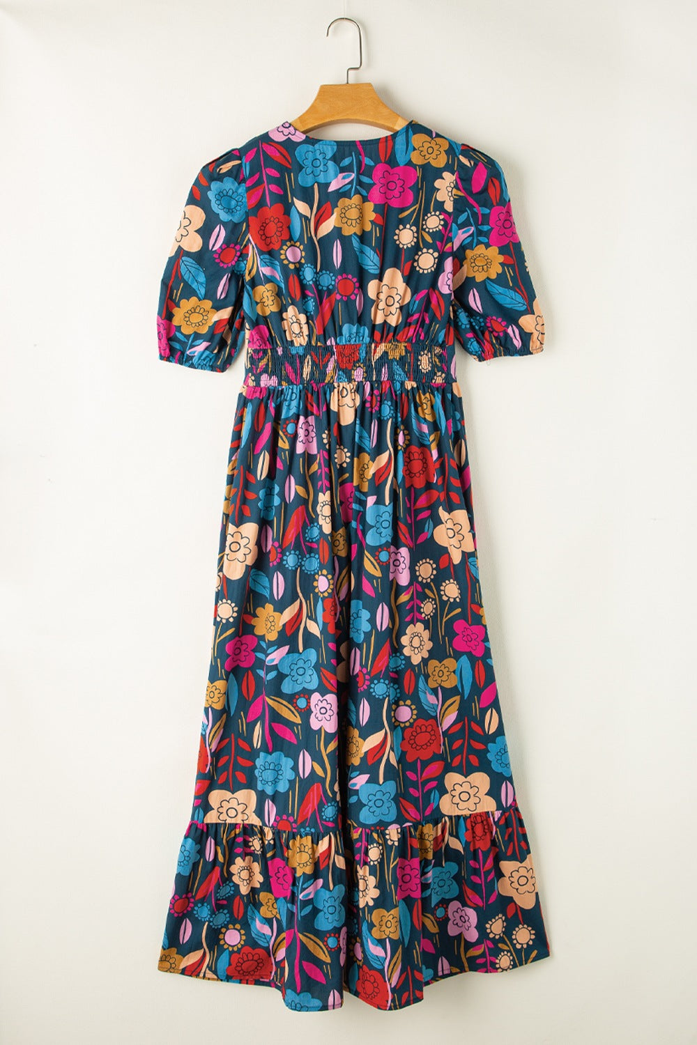 TEEK- Multicolor Printed Notched Puff Sleeve Dress DRESS TEEK Trend   