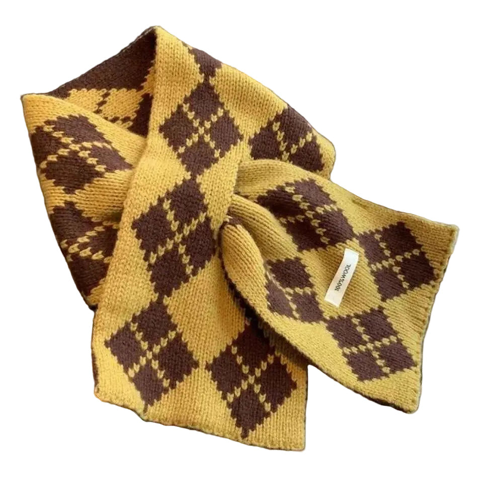 TEEK - Argyle Pattern Warm Winter Scarf SCARF TEEK Trend Yellow ONESIZE