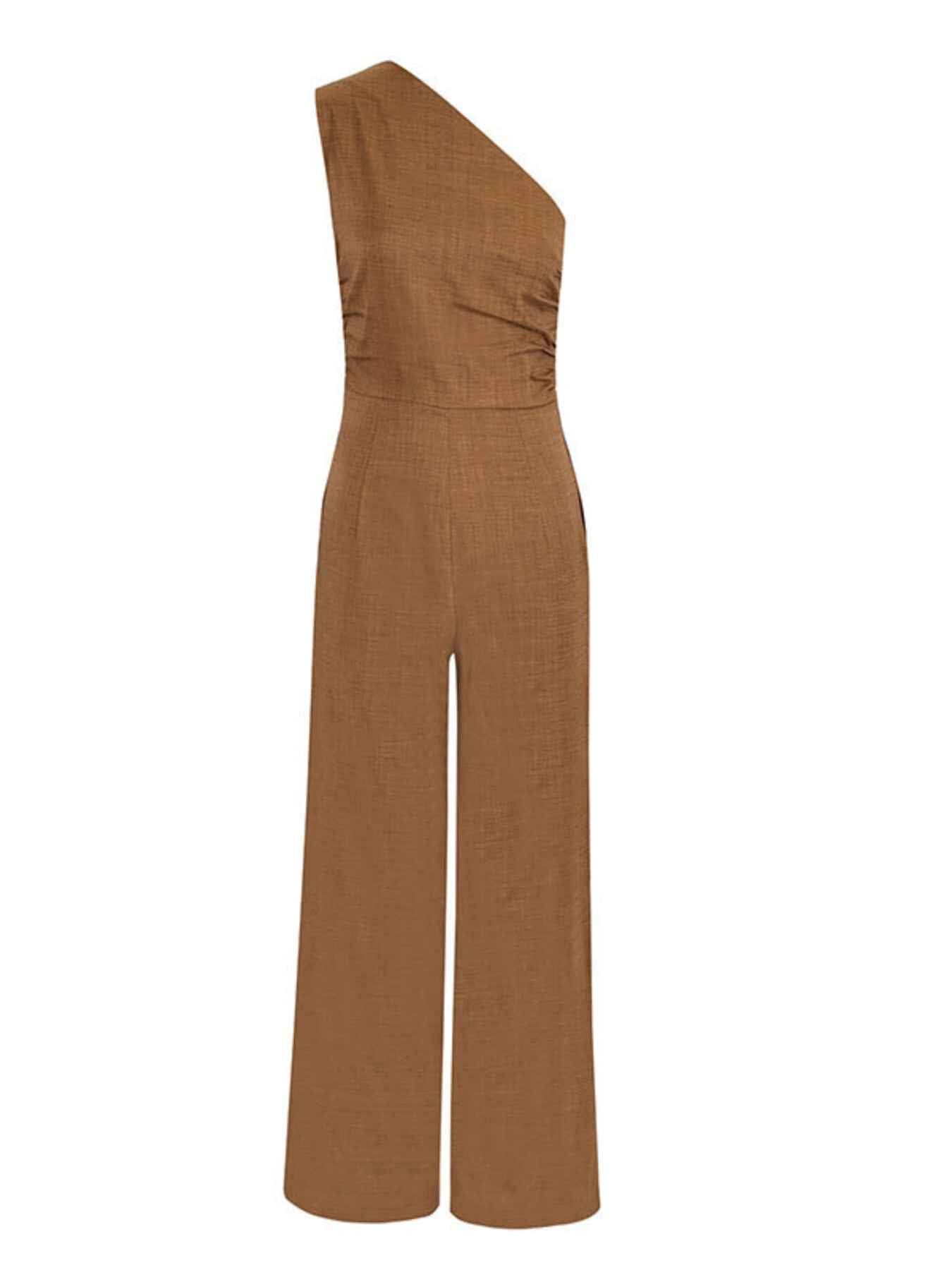 One-Shoulder Wide Leg Jumpsuit Trendsi