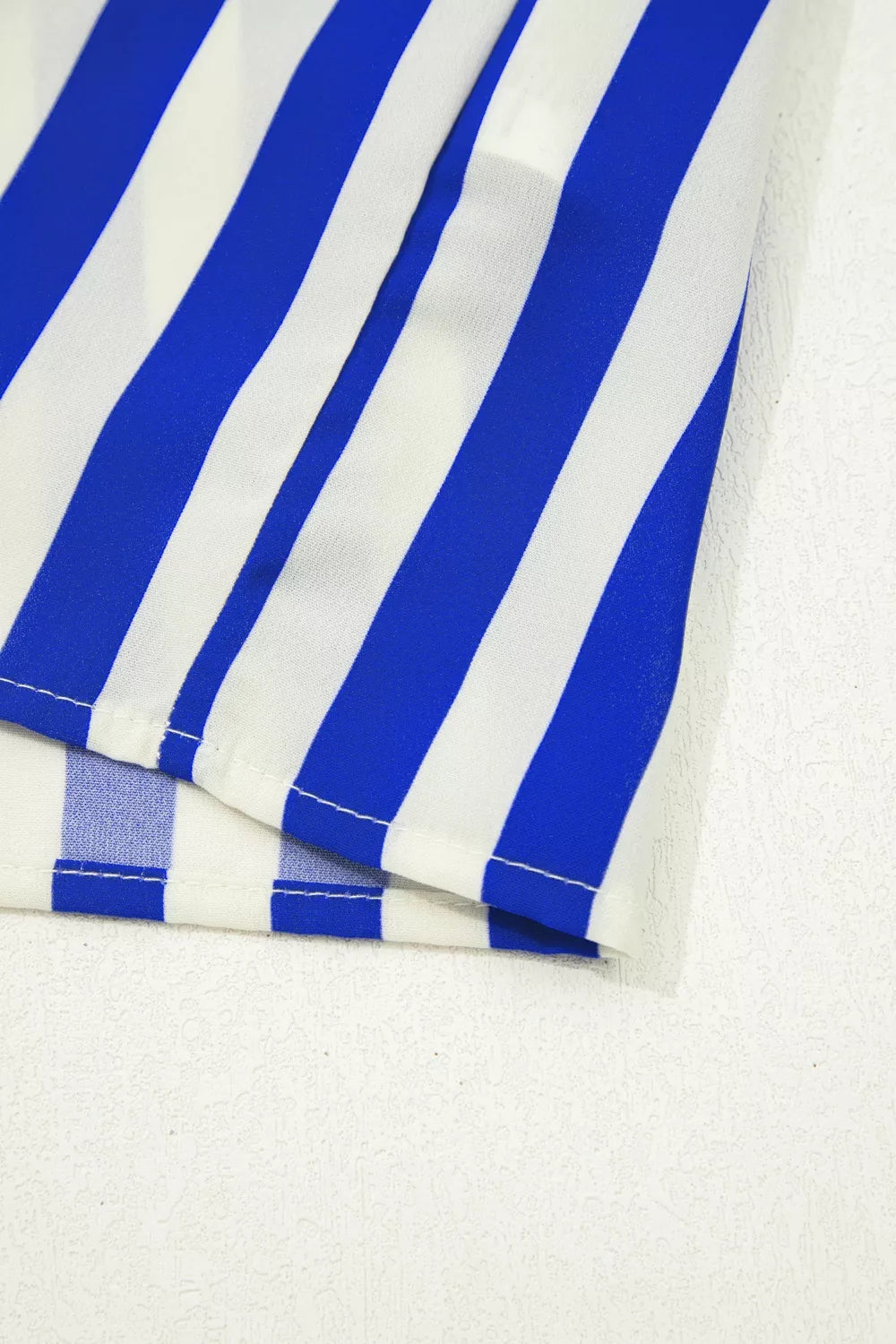 Stripe Balloon Sleeve Loose Button Up Shirt Trendsi