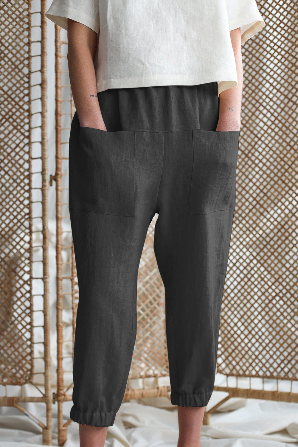 TEEK - Mid-Rise Waist Pocketed Womens Pants PANTS TEEK Trend   