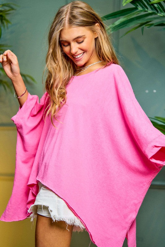 TEEK - Solid Round Neck Loose Fit Kimono Sleeve Sweater TOPS TEEK FG   