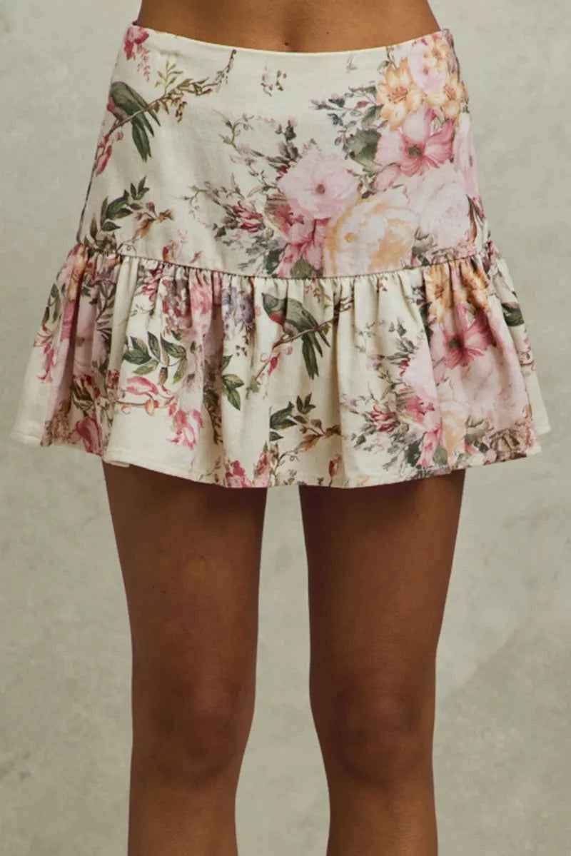 TEEK - Floral Print Fit and Flare Mini Skirt SKIRT TEEK Trend