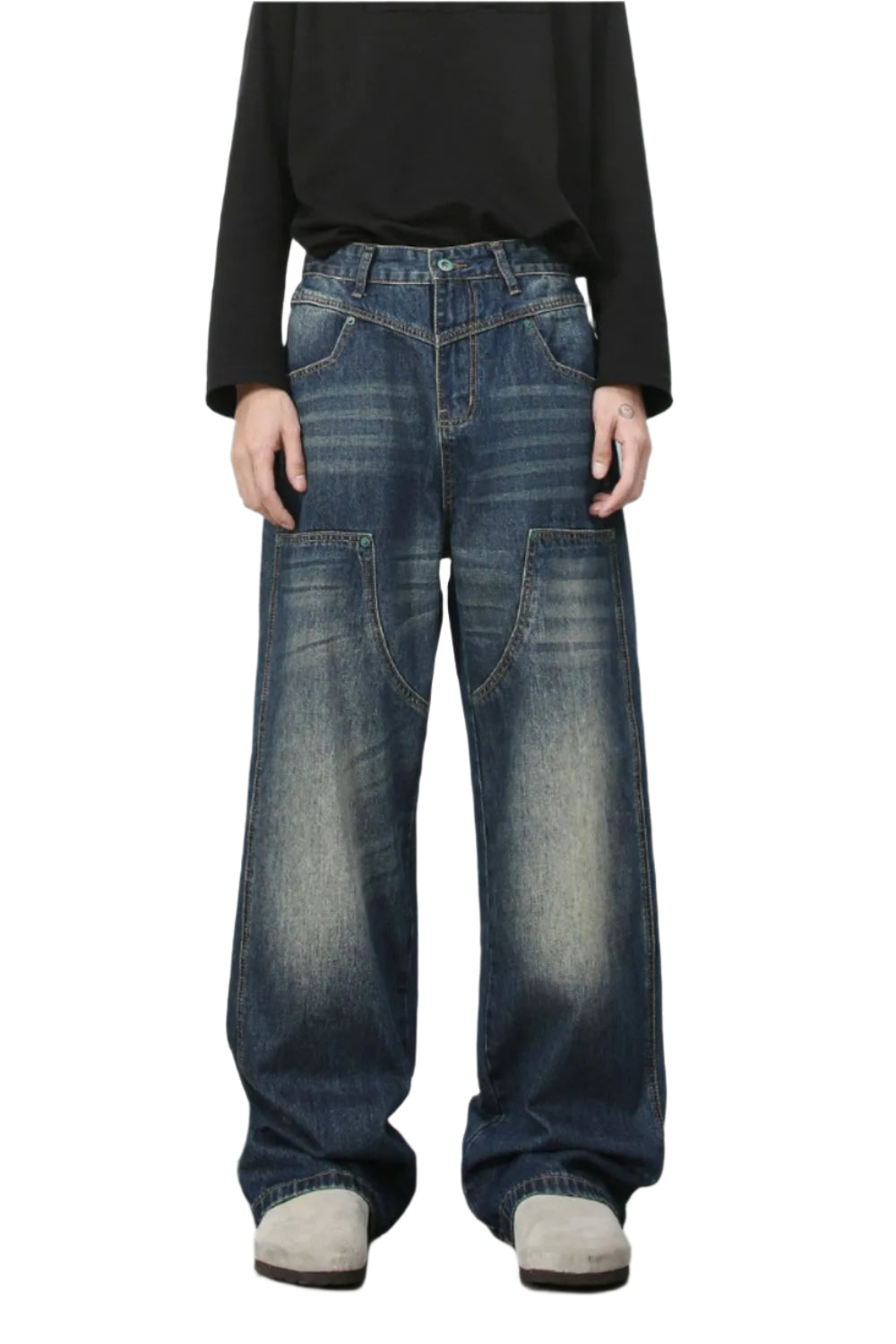 TEEK - Medium Wash Mens Wide Leg Jeans JEANS TEEK Trend XS