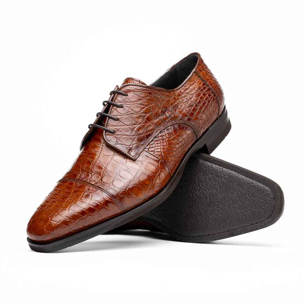 21-532-CGM ANDREA Crocodile Lace Up, Cognac Shop TEEK ZI