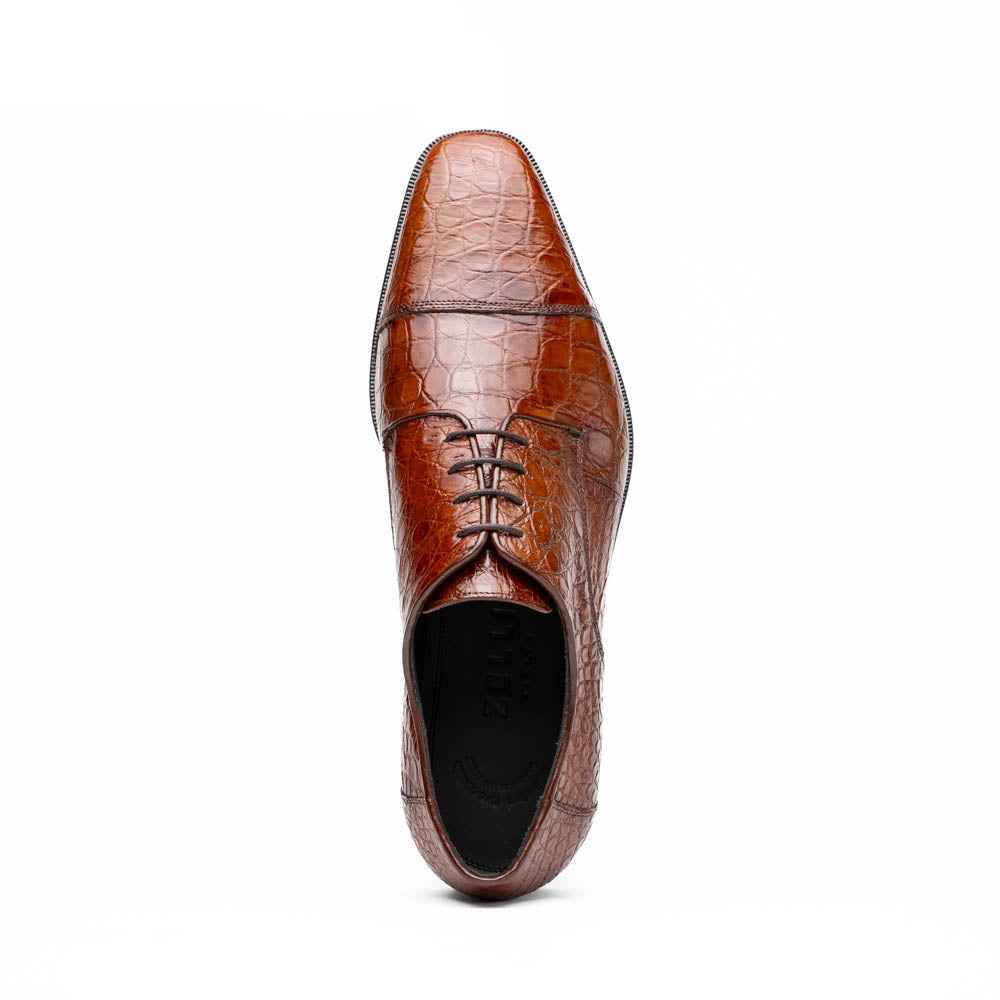 21-532-CGM ANDREA Crocodile Lace Up, Cognac Shop TEEK ZI