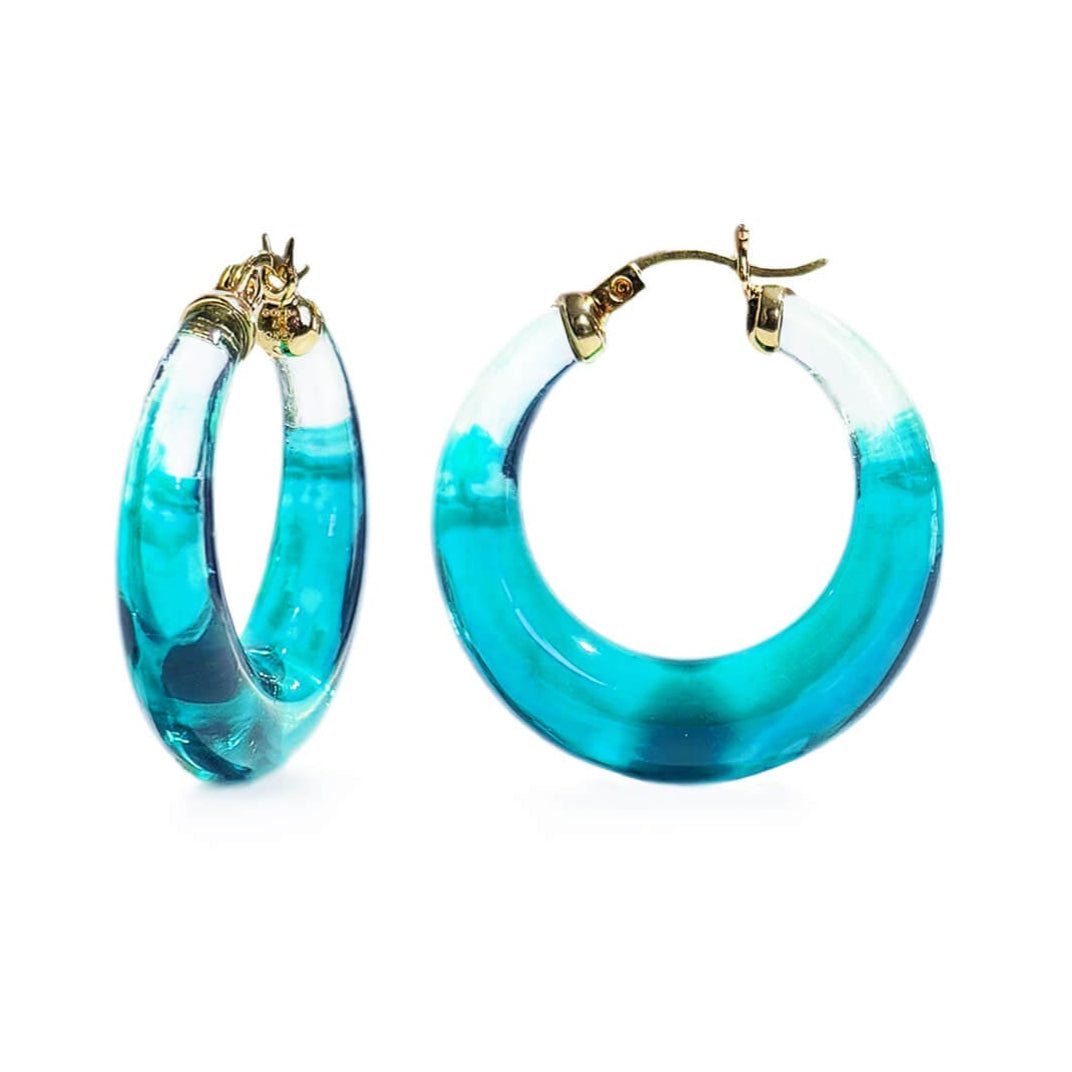 TEEK - Painted Graduated Lucite Hoop Earrings JEWELRY TEEK GNH AQUA