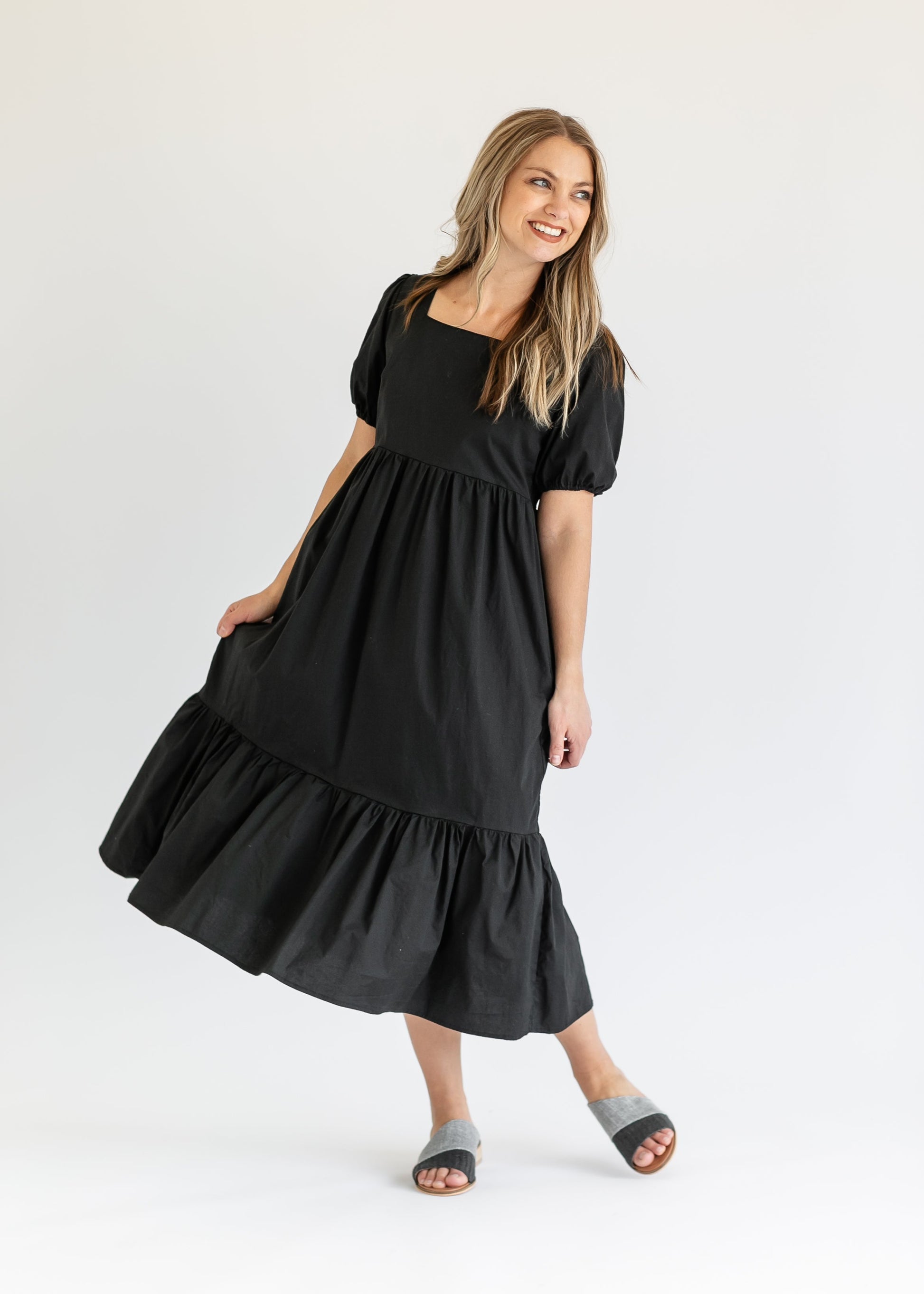 TEEK - Ava Square Neck Midi Dress DRESS TEEK INH Black XS