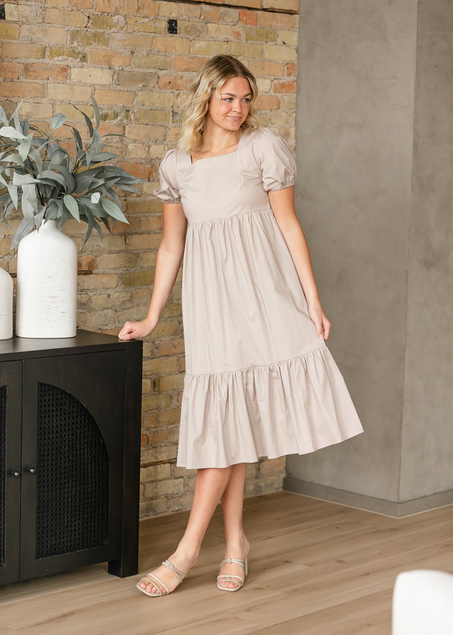 TEEK - Ava Square Neck Midi Dress DRESS TEEK INH Taupe XS