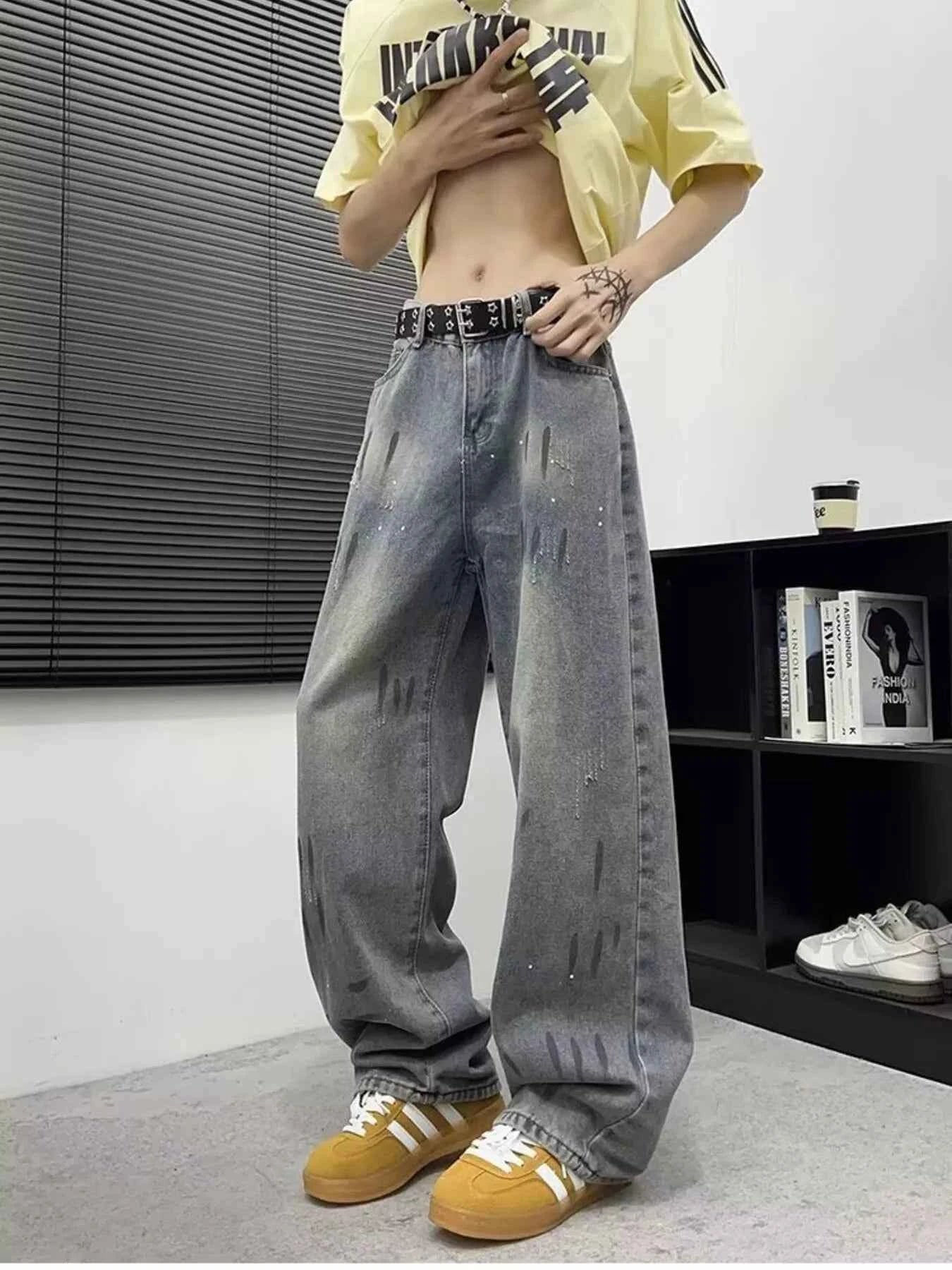 Men's Full Size Wide-Leg Jeans Plus Size Trendsi