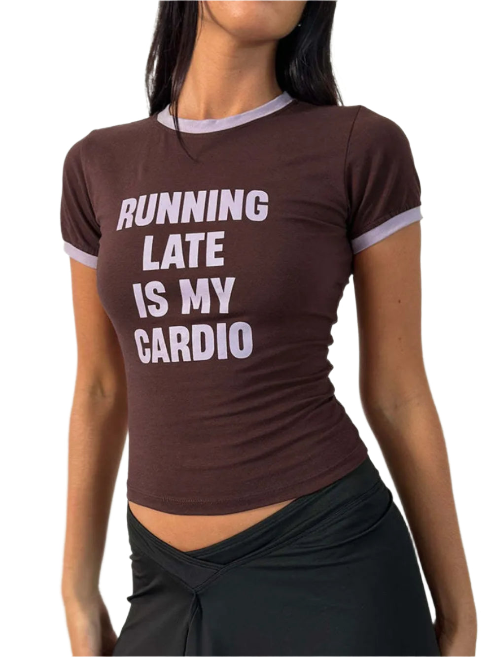 TEEK - Brown Running Is My Cardio Round Neck Short Sleeve T-Shirt TOPS TEEK Trend S