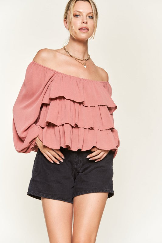 TEEK - Tiered flounce designed Blouse TOPS TEEK FG   