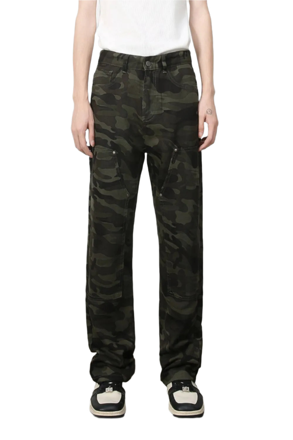 TEEK - Mens Black Camouflage Straight Leg Cargo Jeans JEANS TEEK Trend XS