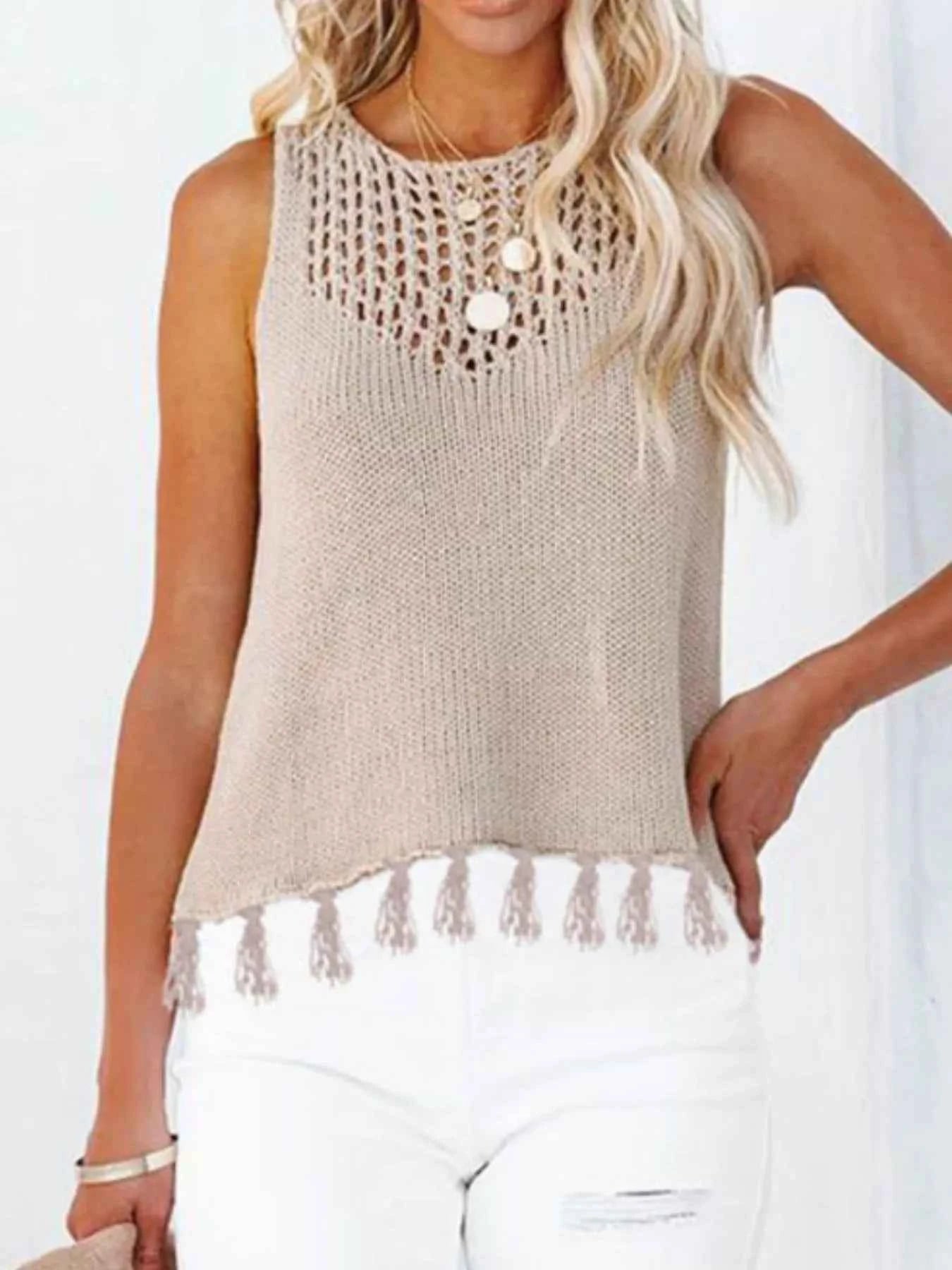 Tassel Knit Tank Trendsi