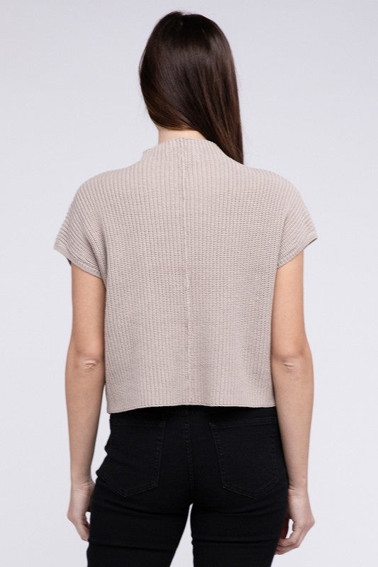 TEEK - Mock Neck Short Sleeve Cropped Sweater SWEATER TEEK FG   