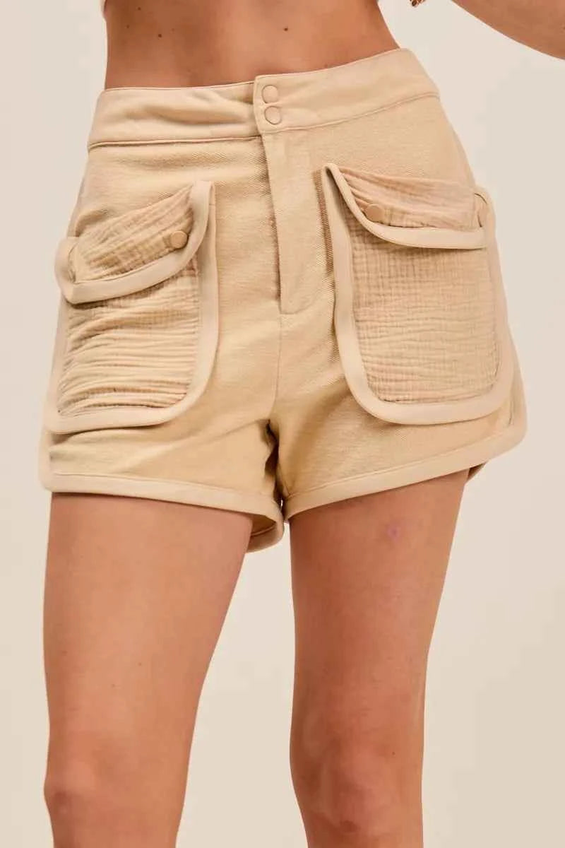 TEEK - Mineral Washed Terry High Rise Cargo Shorts SHORTS TEEK Trend