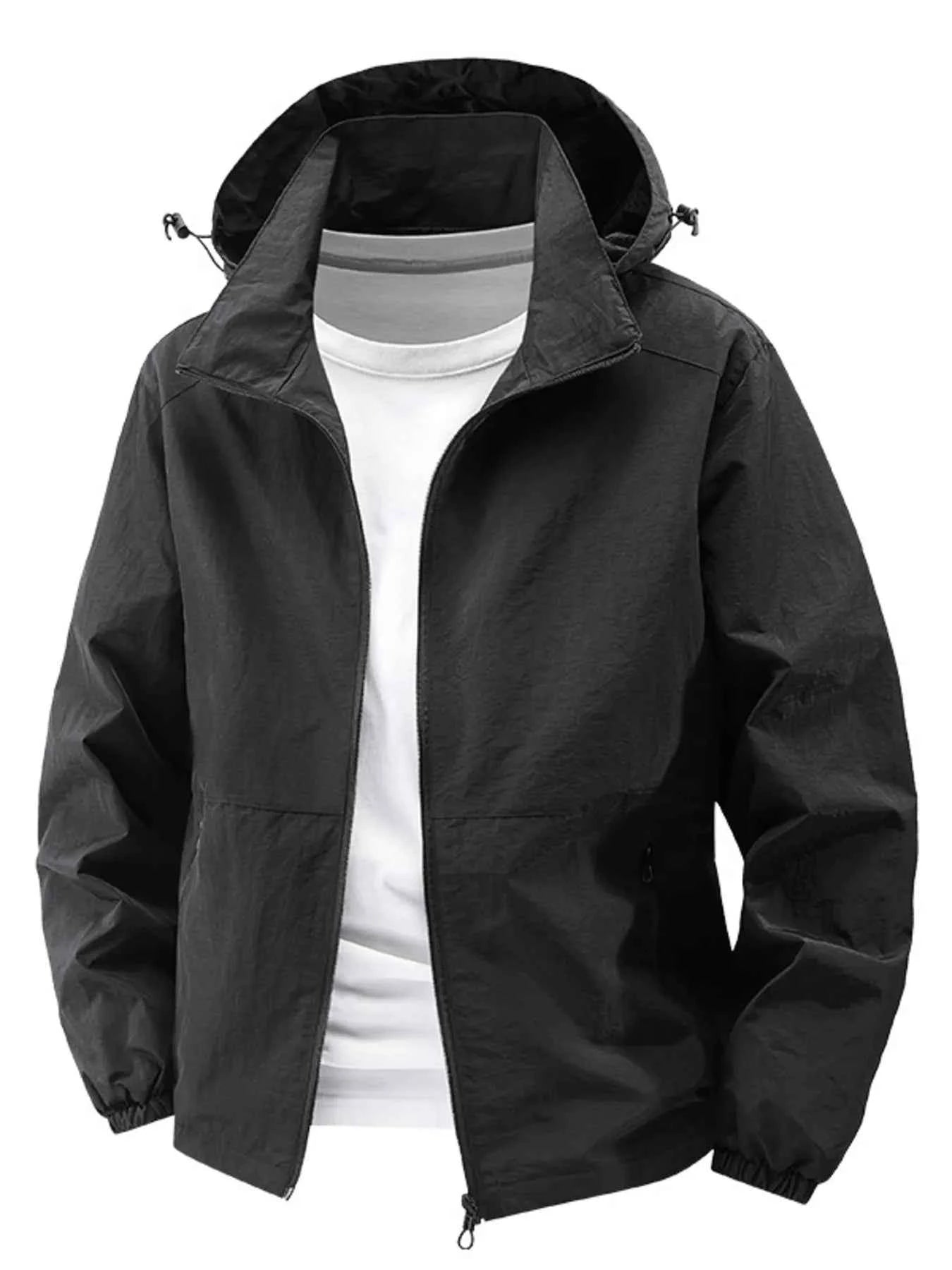 TEEK - Mens Plus Size Lightweight Hooded Windbreaker Jacket JACKET TEEK Trend Black M