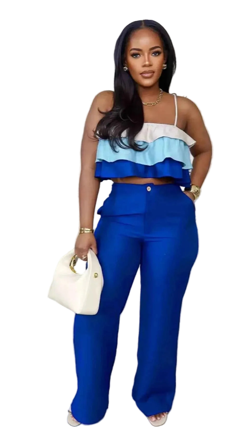 Layered Ruffle Crop Top and Pants Set Trendsi