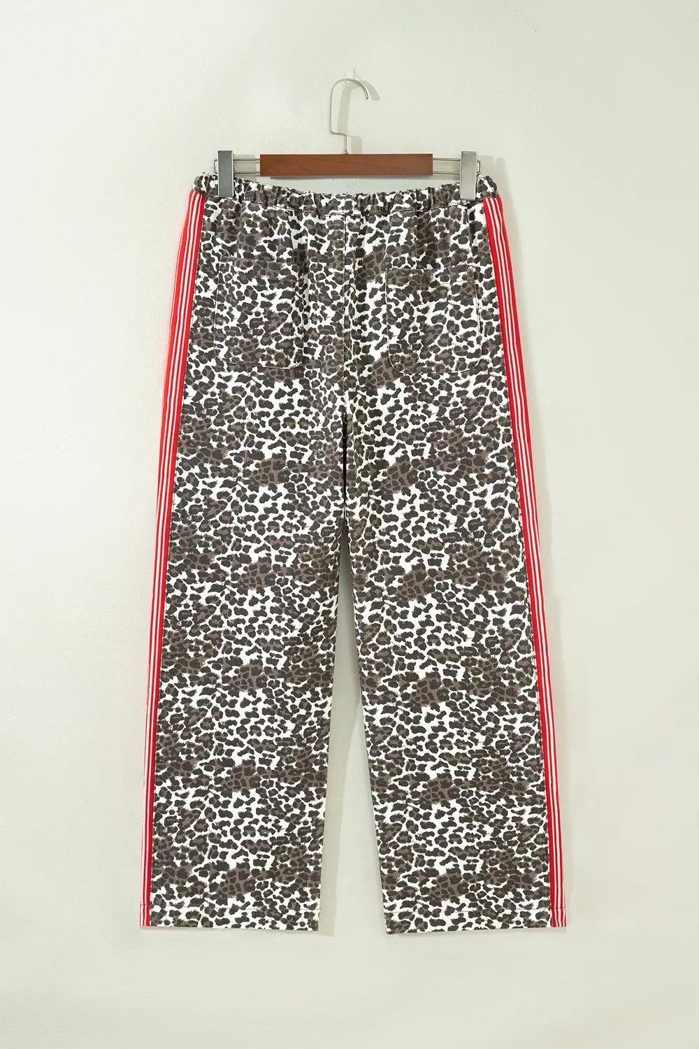 Leopard Patchwork Elastic Waist Jeans Trendsi