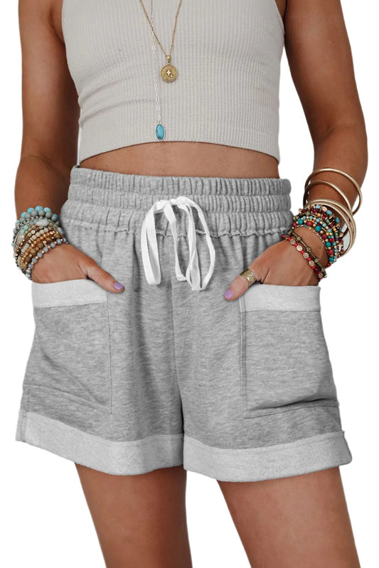 TEEK - Grey Drawstring High Waist Pocketed Shorts SHORTS TEEK Trend S  