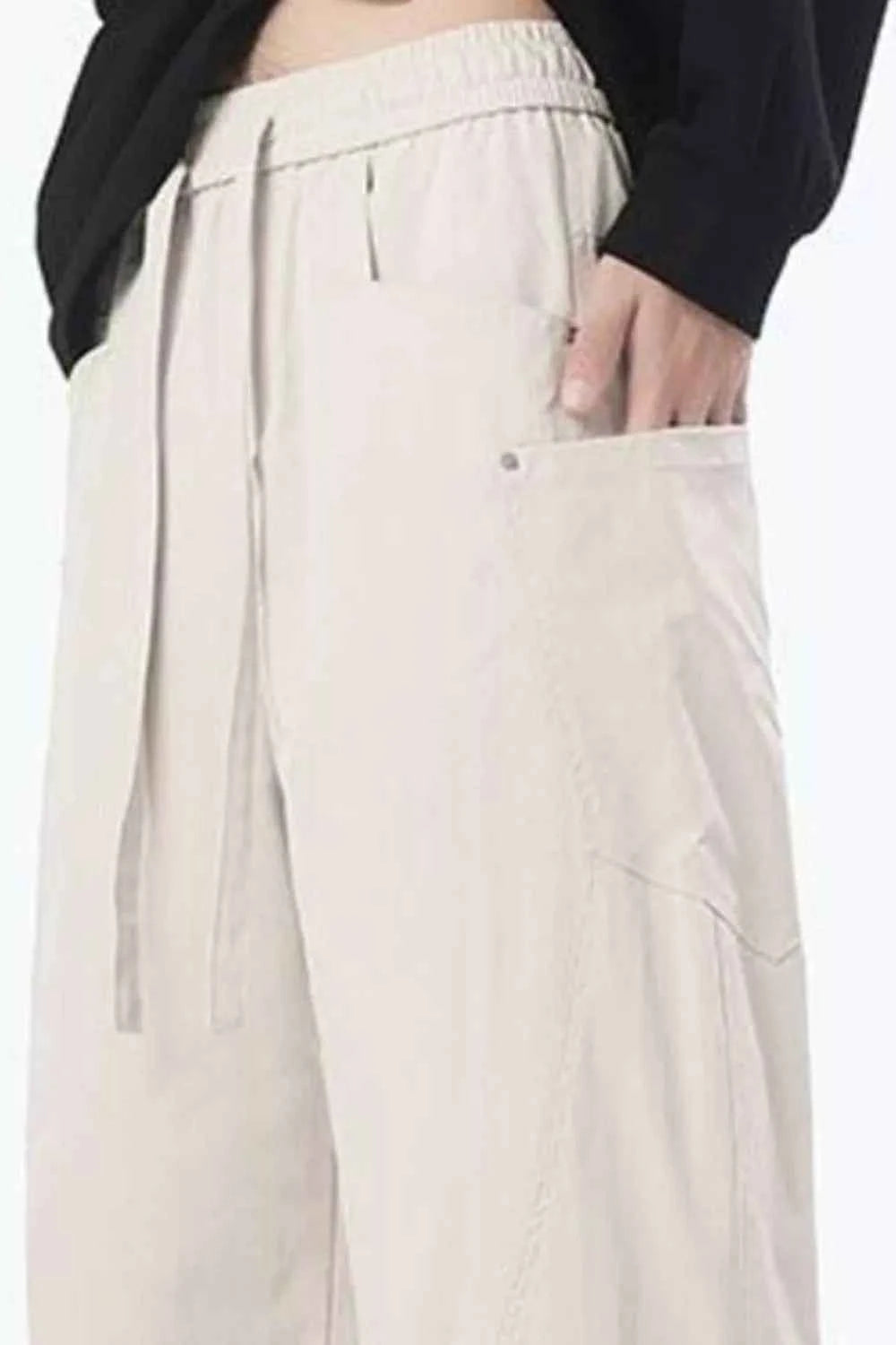 TEEK - Mens Full Size Relaxed Fit Drawstring Cargo Pants Plus Size PANTS TEEK Trend