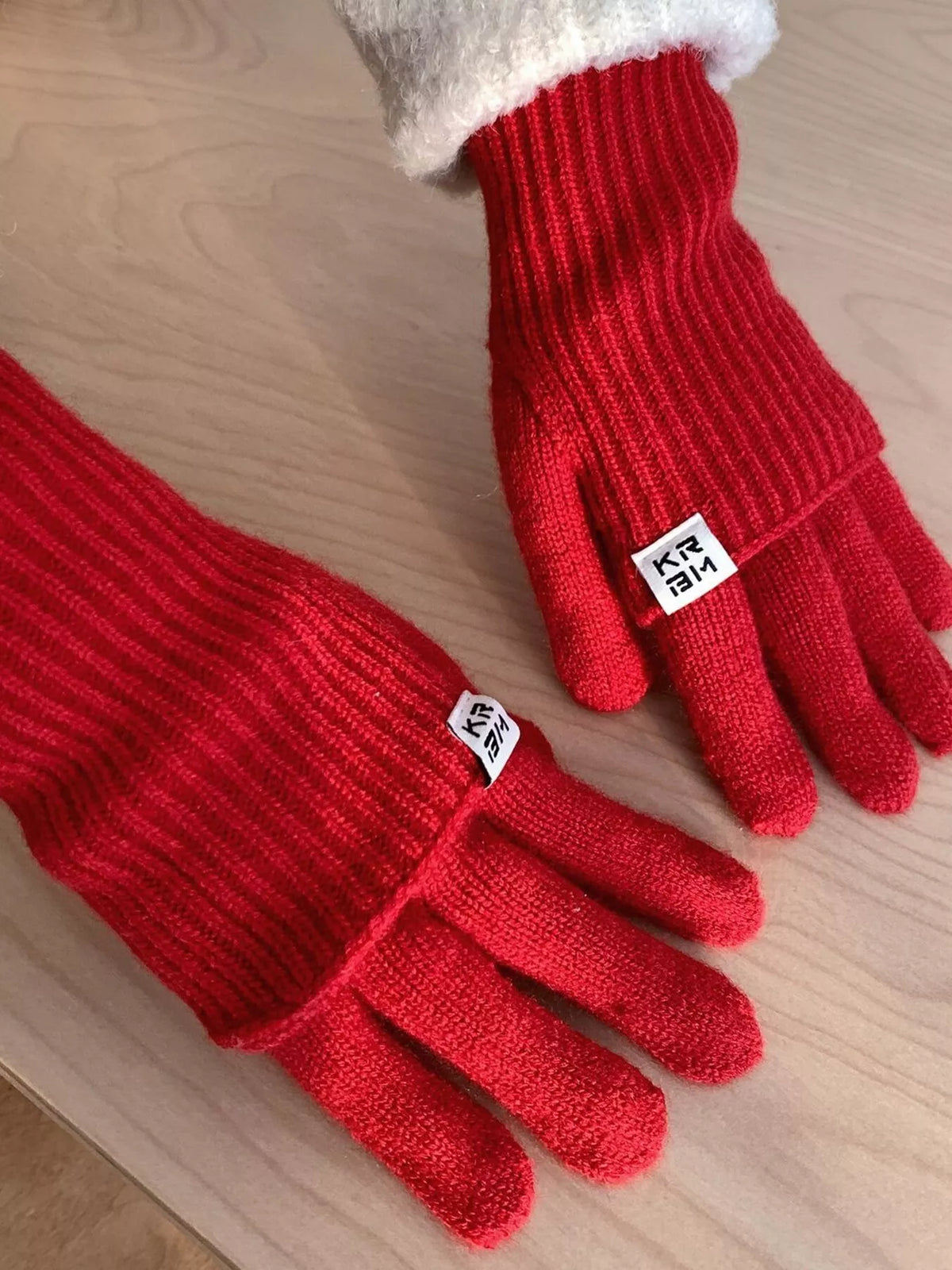 TEEK - Ribbed Knit Winter Gloves GLOVES TEEK Trend Red One Size