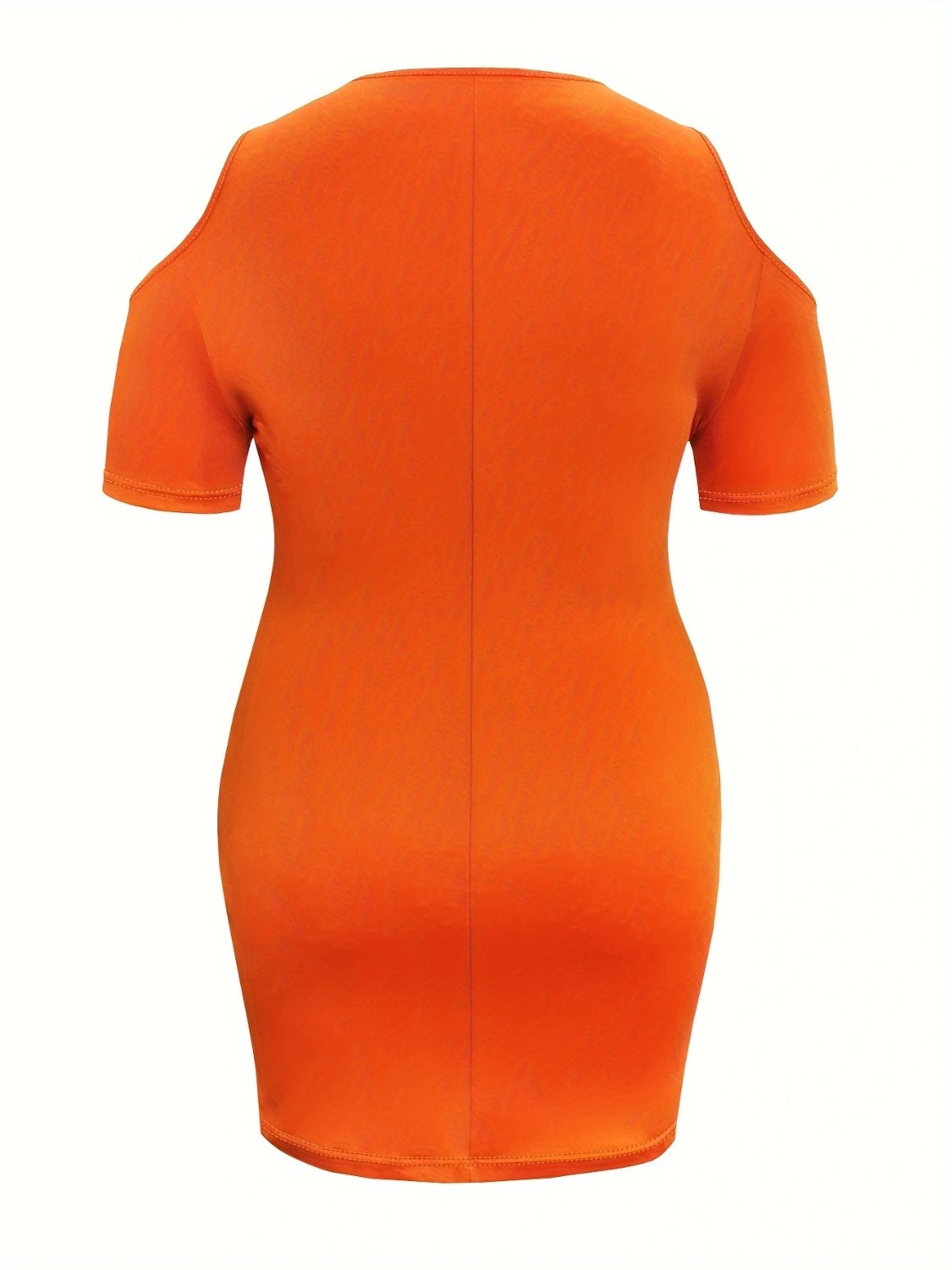 TEEK - Orange Plus Size Cold Shoulder Short Sleeve Dress DRESS TEEK Trend   