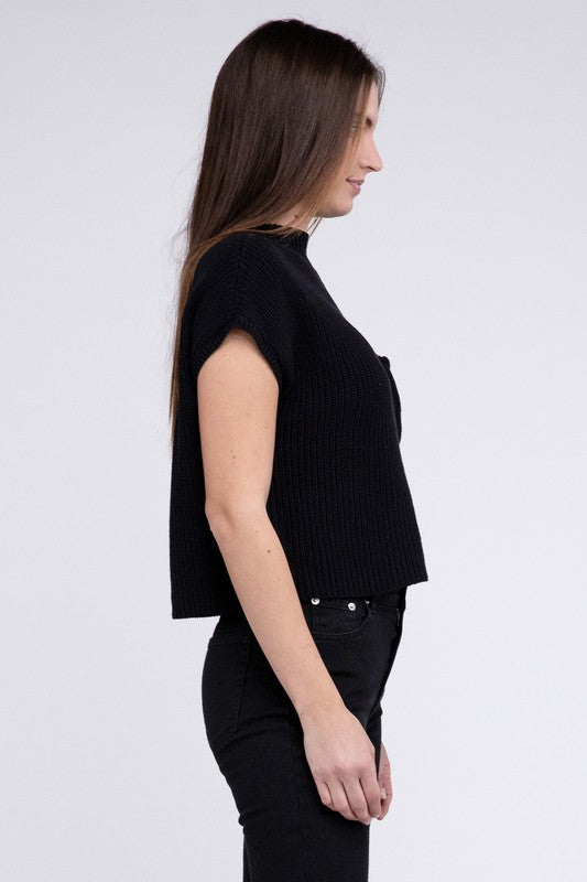 TEEK - Mock Neck Short Sleeve Cropped Sweater SWEATER TEEK FG   