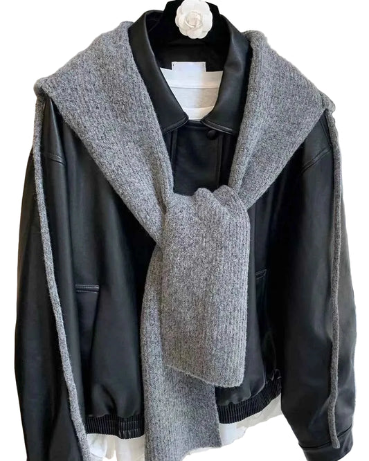 Cozy Knit Tie Scarf with Hooded Design Trendsi Gray ONESIZE