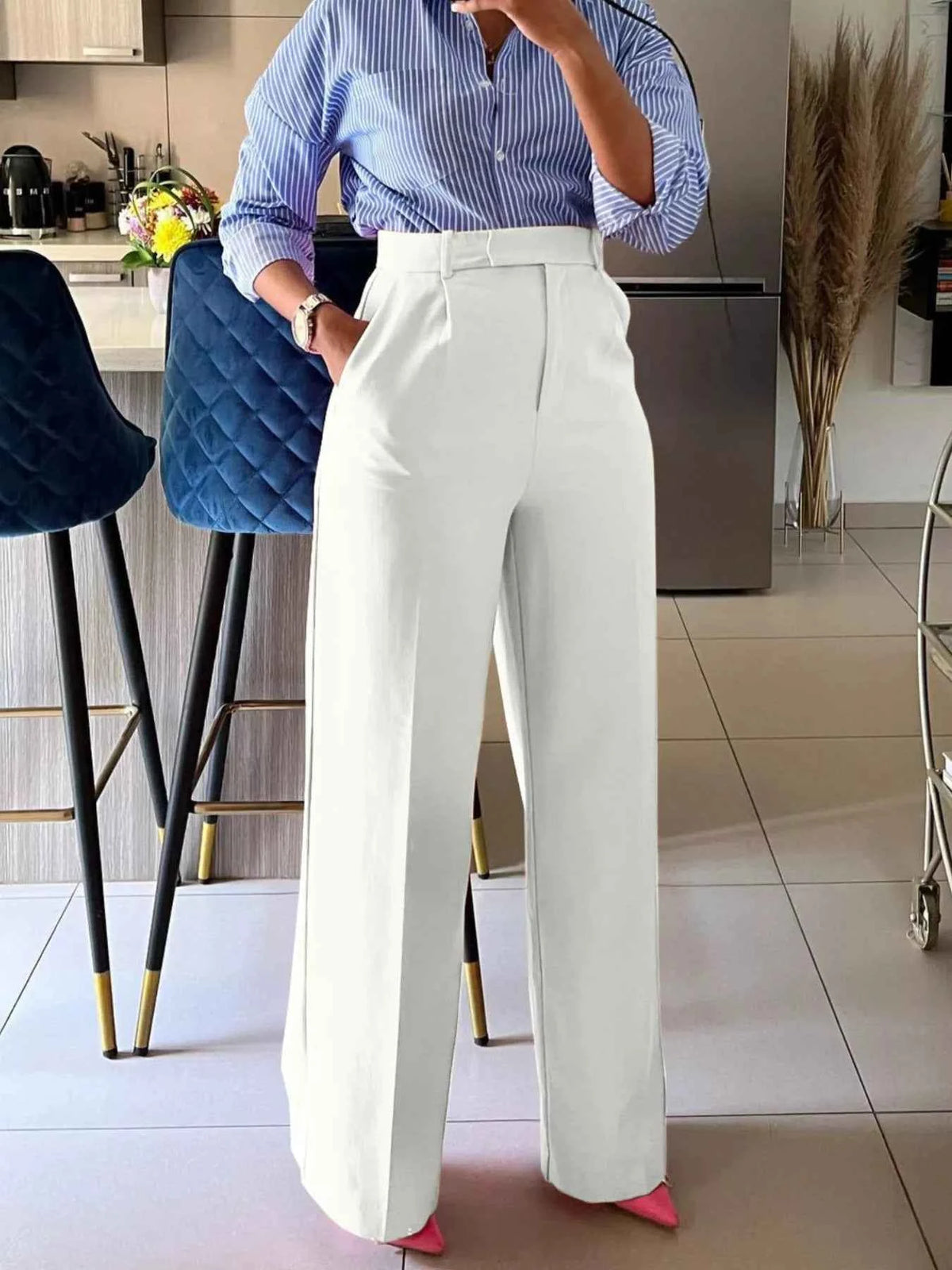 High-Waisted Wide-Leg Pants Trendsi