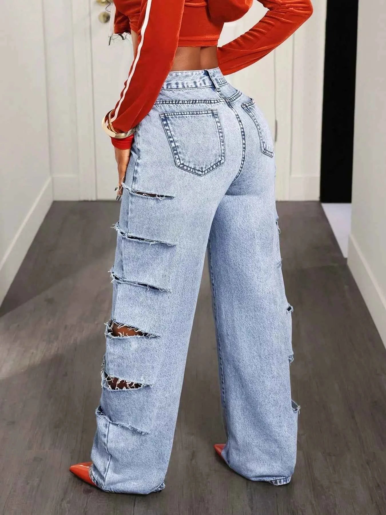 TEEK - Distressed Wide Leg Jeans JEANS TEEK Trend