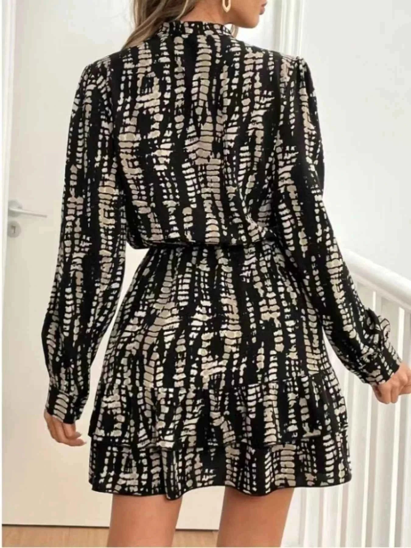 TEEK - Ruffled Hem Long Sleeve Mini Dress DRESS TEEK Trend