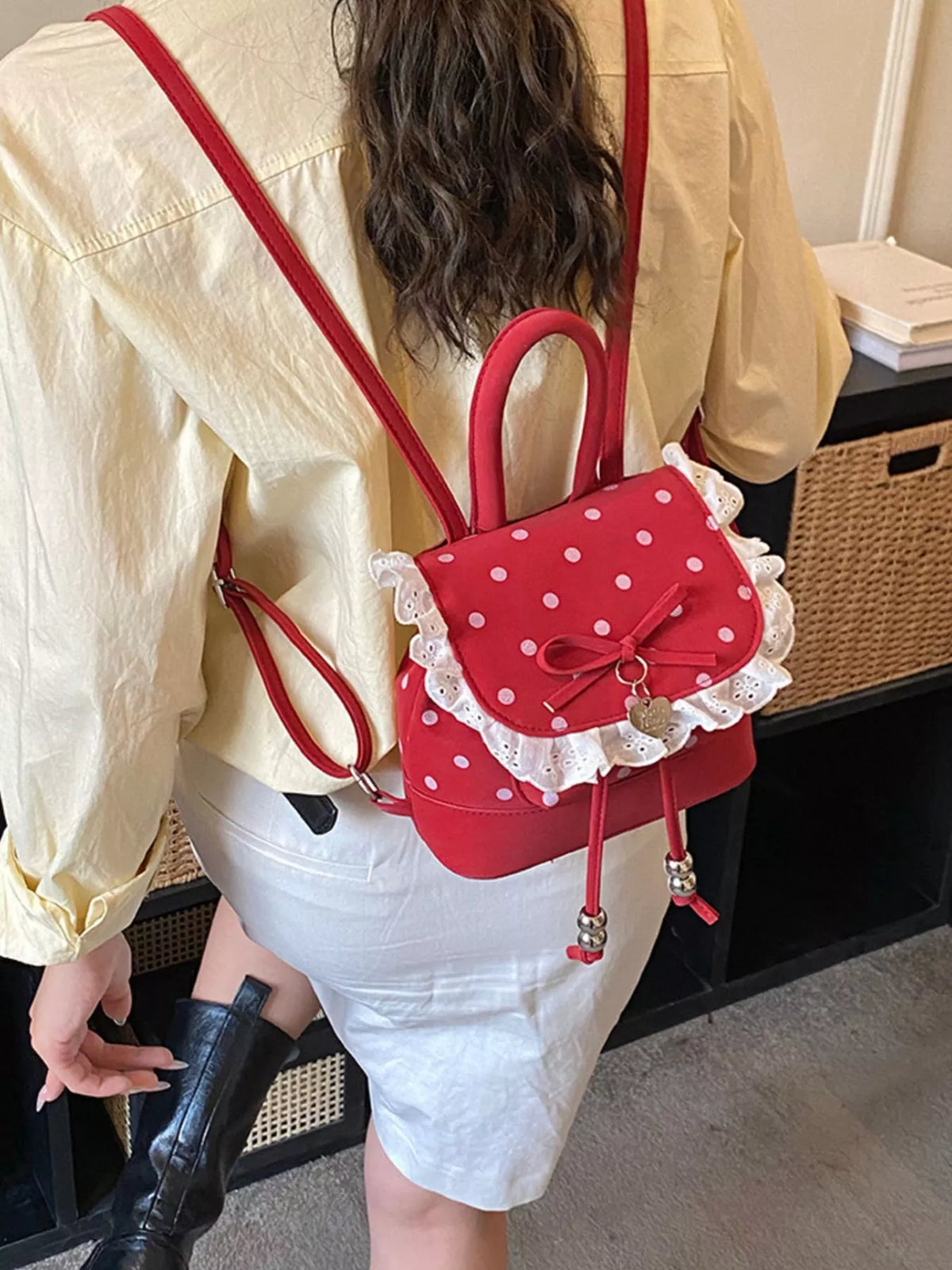 TEEK - Polka Dot Lace Trim Backpack Bag BAG TEEK Trend
